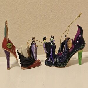 Disney Maleficent Evil Queen Villains Shoe Ornaments Bradford Exchange Lot‎ of 2